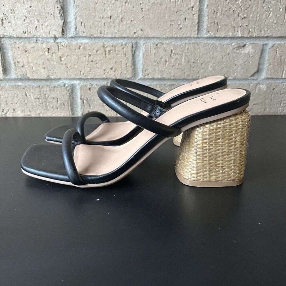A New Day Women's Miley Heels Strapy  Black Size 7 3" Heel